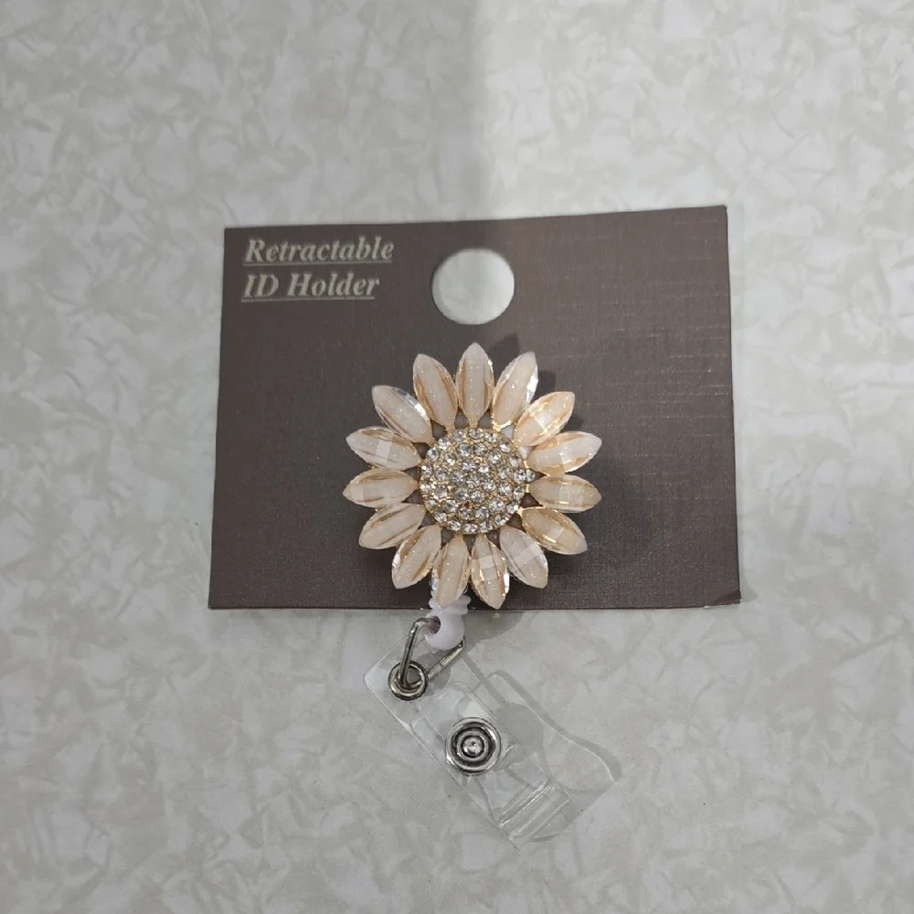 Floral ID Badge Holder‎ with Sparkle Center